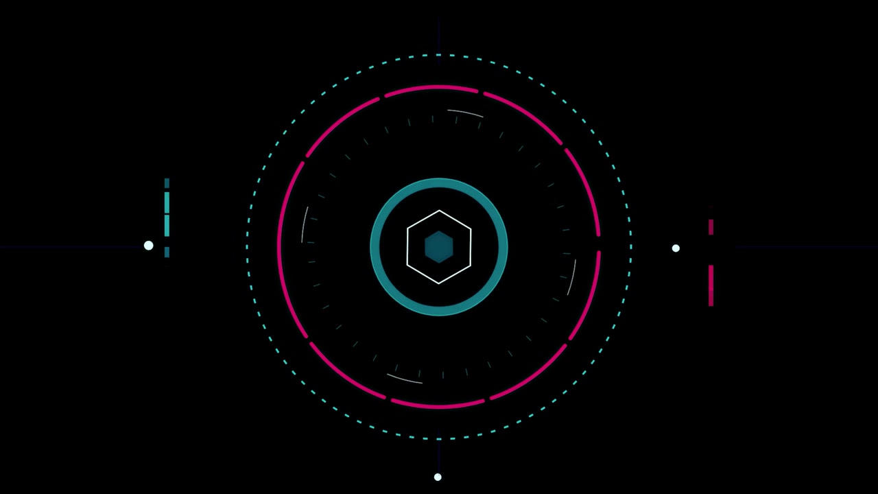 Futuristic Digital HUD Interface with Rotating Circular Elements