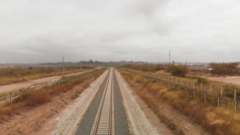 the madaraka express train line from mombasa to nairobi, near the terminal in nairobi