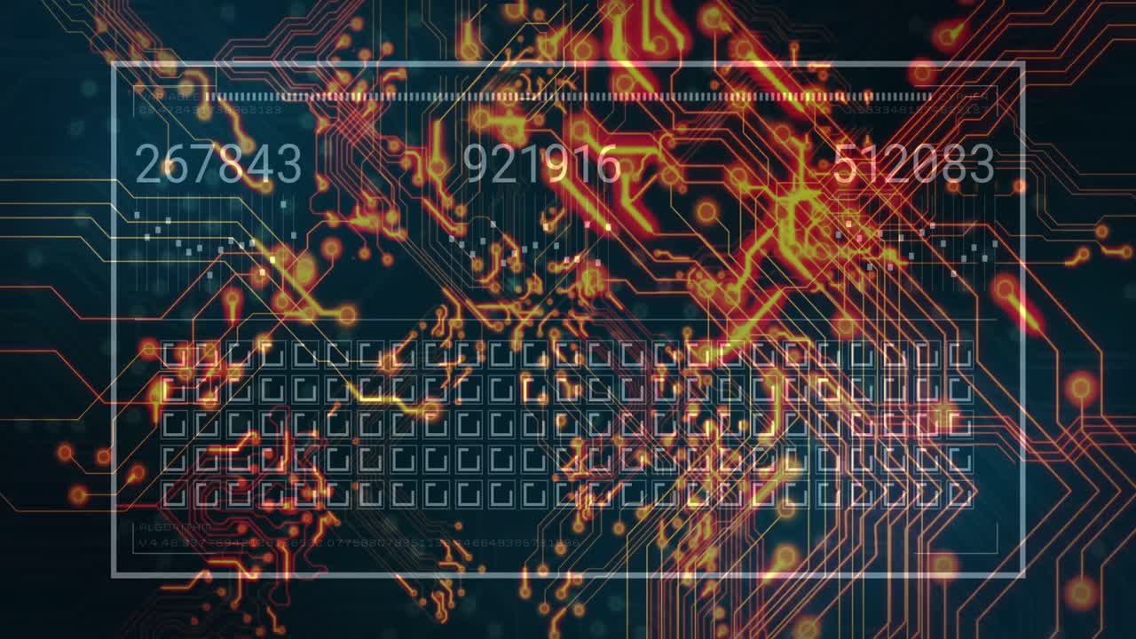 animación del procesamiento de datos y el zócalo del procesador sobre un fondo oscuro