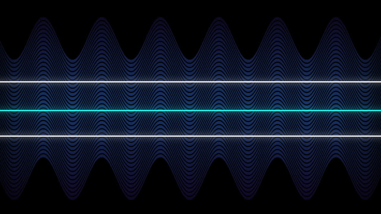 검은색에  ⁇ 은 파란색 평행 파동선 위에 왜곡 된  ⁇ 색과 파란색 수평선의 애니메이션