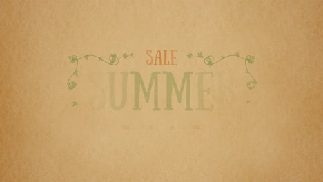 Summer-Sale-with-green-leaves-and-arrows-on-brown-paper