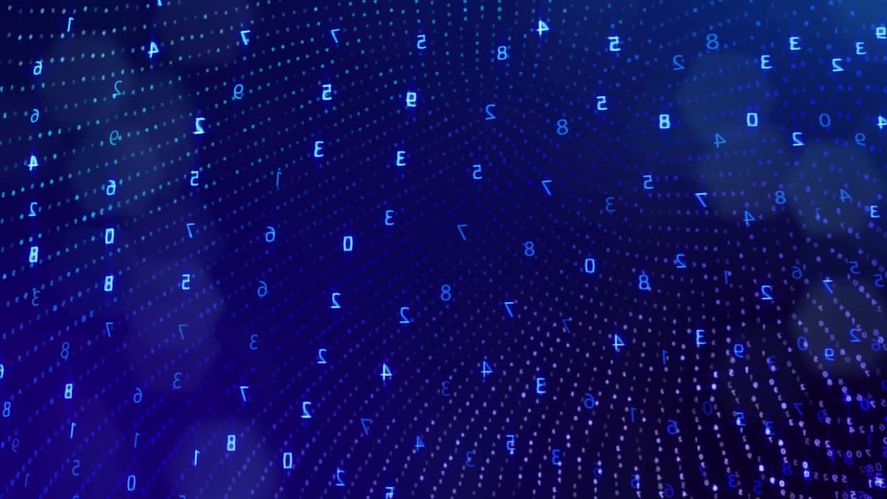 3d loop background, concept of digital data processing, calculation and visualization of computation. Counters of numbers in rows of lines on spheres. Blue digital information bg with numbers. Sci-fi bg.