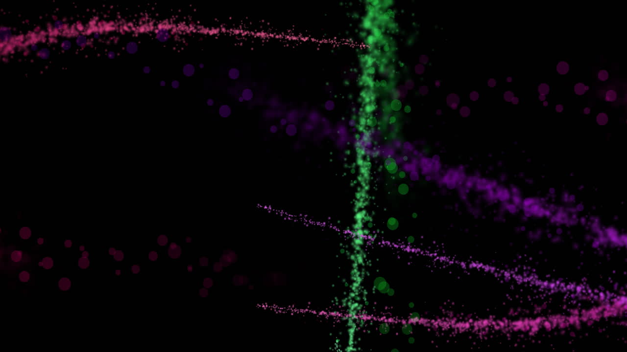 검은 바탕에 있는 다채로운 빛의 흔적과 반점들의 애니메이션
