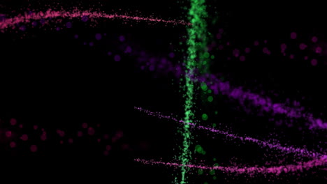 animación de rastros de luz coloridos y puntos sobre fondo negro