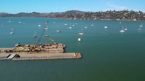 traipsing along the waterfront of sausalito harbor across the bay from san francisco