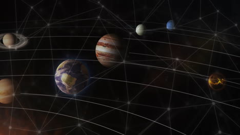 animation of network of connections over planets