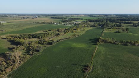 Campo-Rural-Cerca-De-Clare-Michigan,-EE.UU.-En-Vista-Aérea