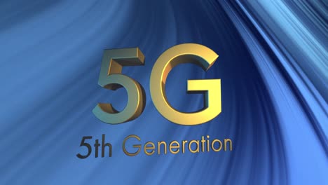 animation of 5g 5th generation text over blue background