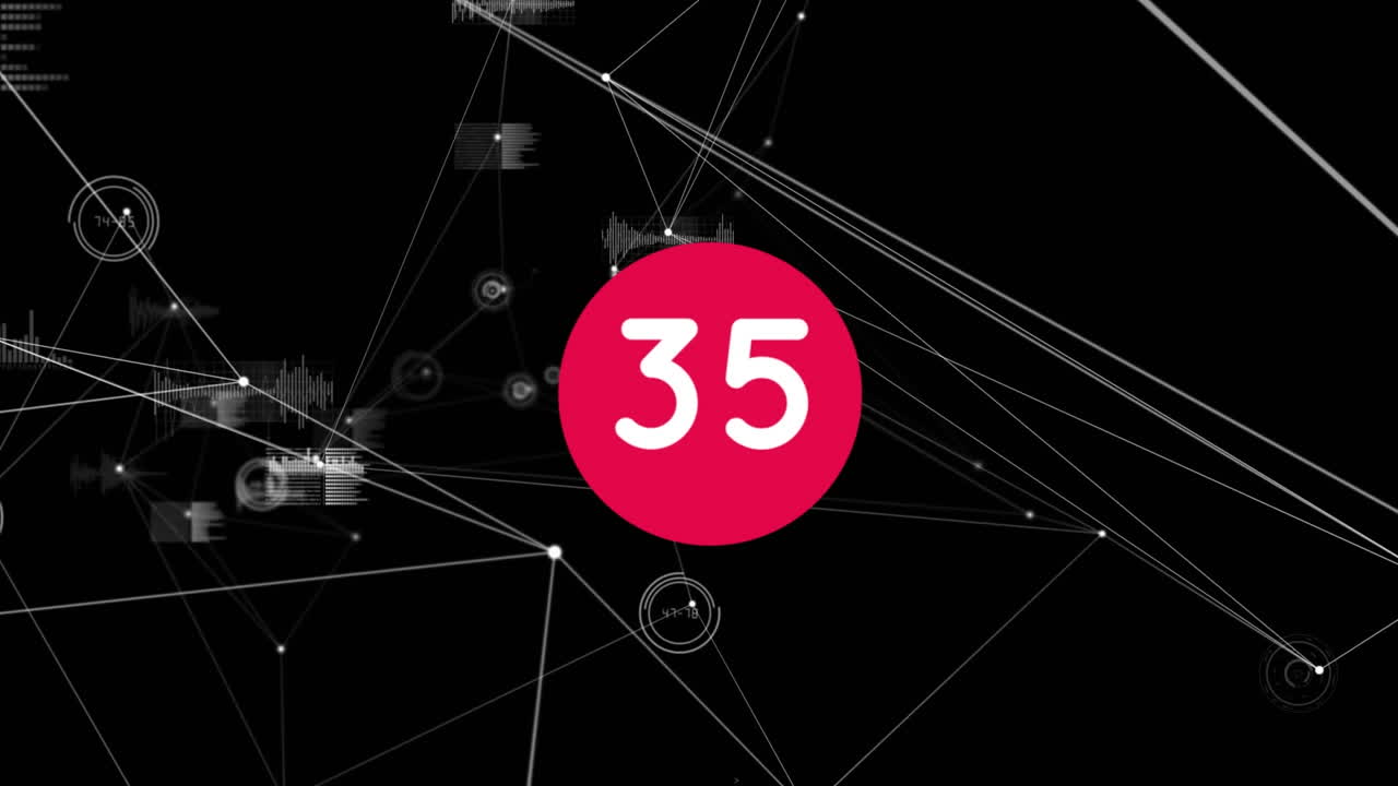 animación de números que cambian a través de la red de conexiones con las estadísticas