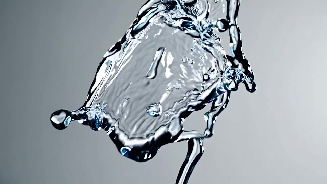 Água Cristalina Salpicando e Fluindo Contra um Fundo Neutro