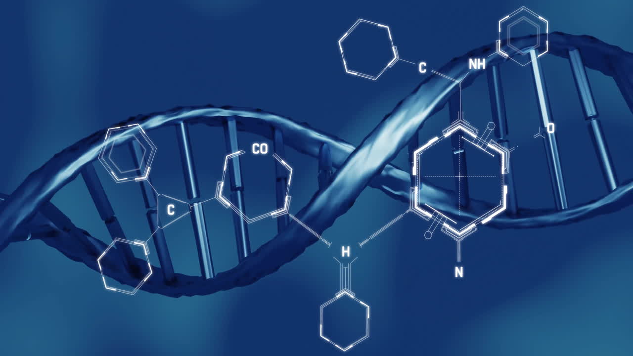 dna 가닥 스핀링을 통해 과학 데이터 처리의 애니메이션