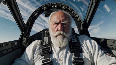 senior pilot in cockpit of a fighter jet