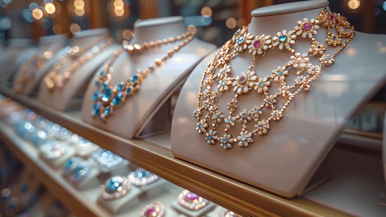 Luxurious Necklaces and Jewelry on Display