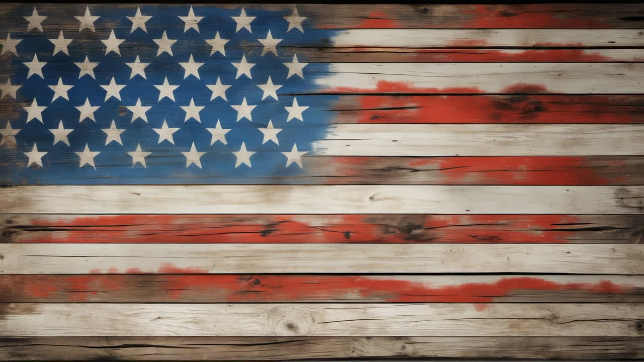Rustic American Flag on Wooden Planks