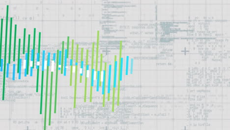 animation of financial data processing over grid on grey background