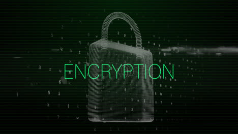 Animation-of-encryption-text-over-padlock-and-data-processing