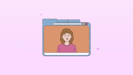 animación de trabajo digital con chica en página web