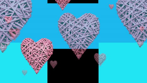 animación de corazones rosados moviéndose sobre fondo azul y negro