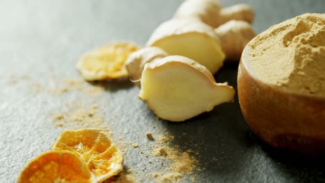 Dried-lemon-with-ginger-and-ginger-powder-4k-