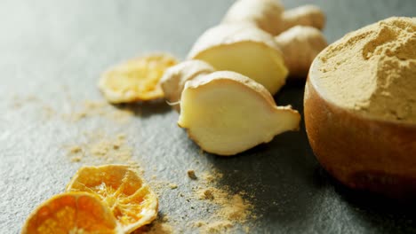 dried lemon with ginger and ginger powder 4k