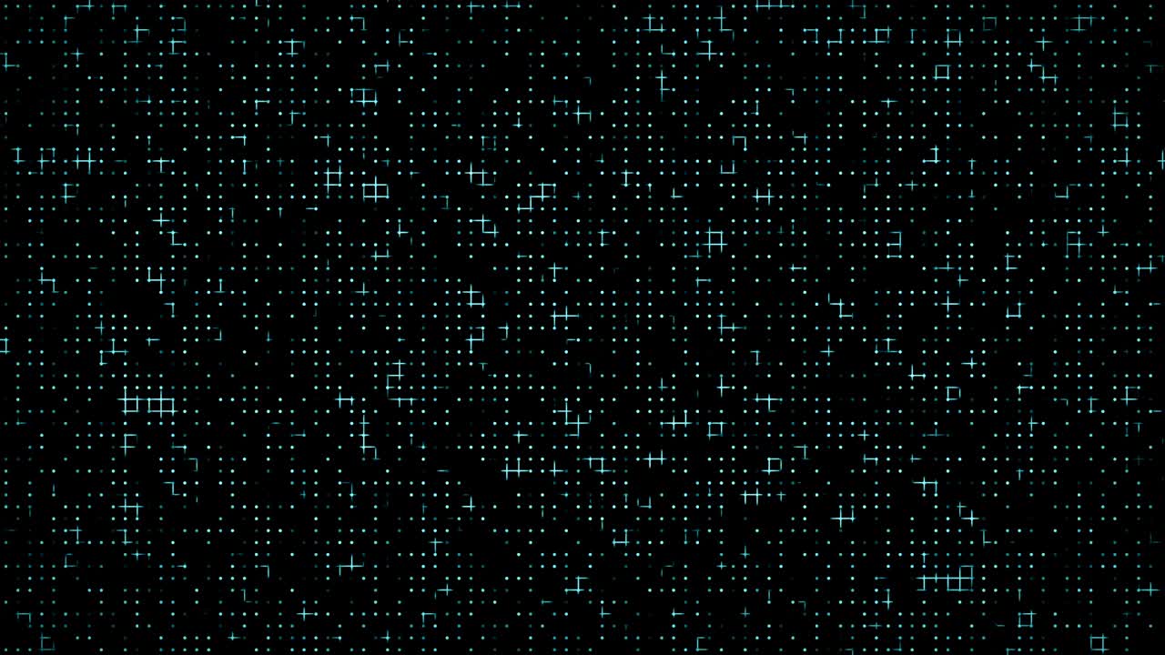 seamless abstract black background with animated cyan neon lights and dots. geometric pattern of technology