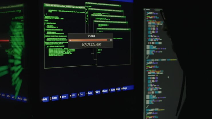 Hacker arbeitet an Code