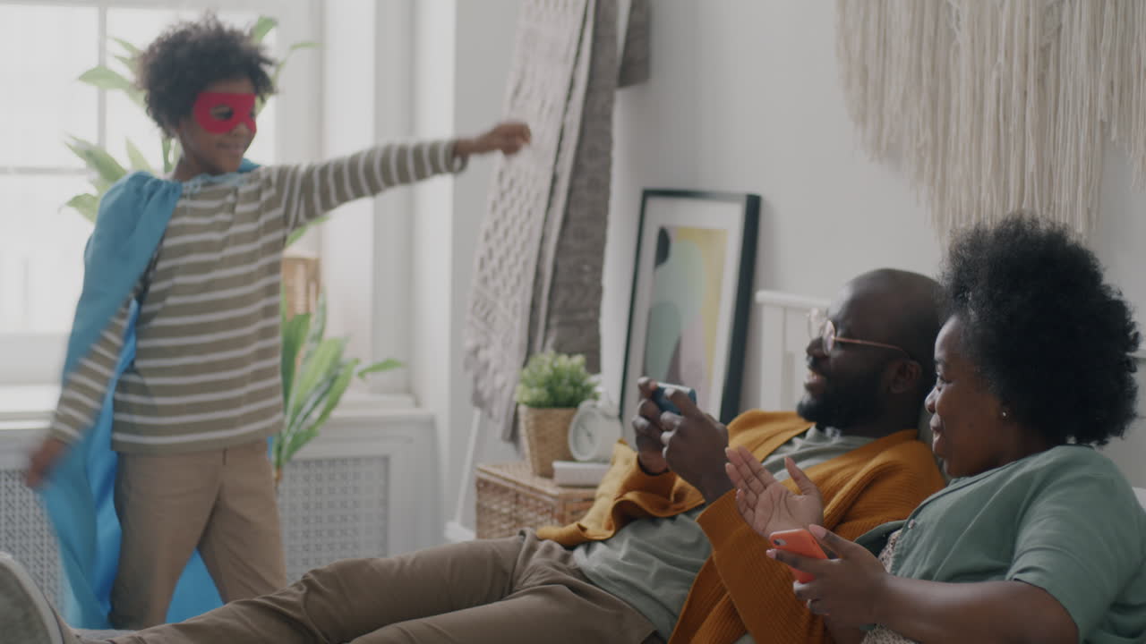 Happy Family Time with a Superhero Kid