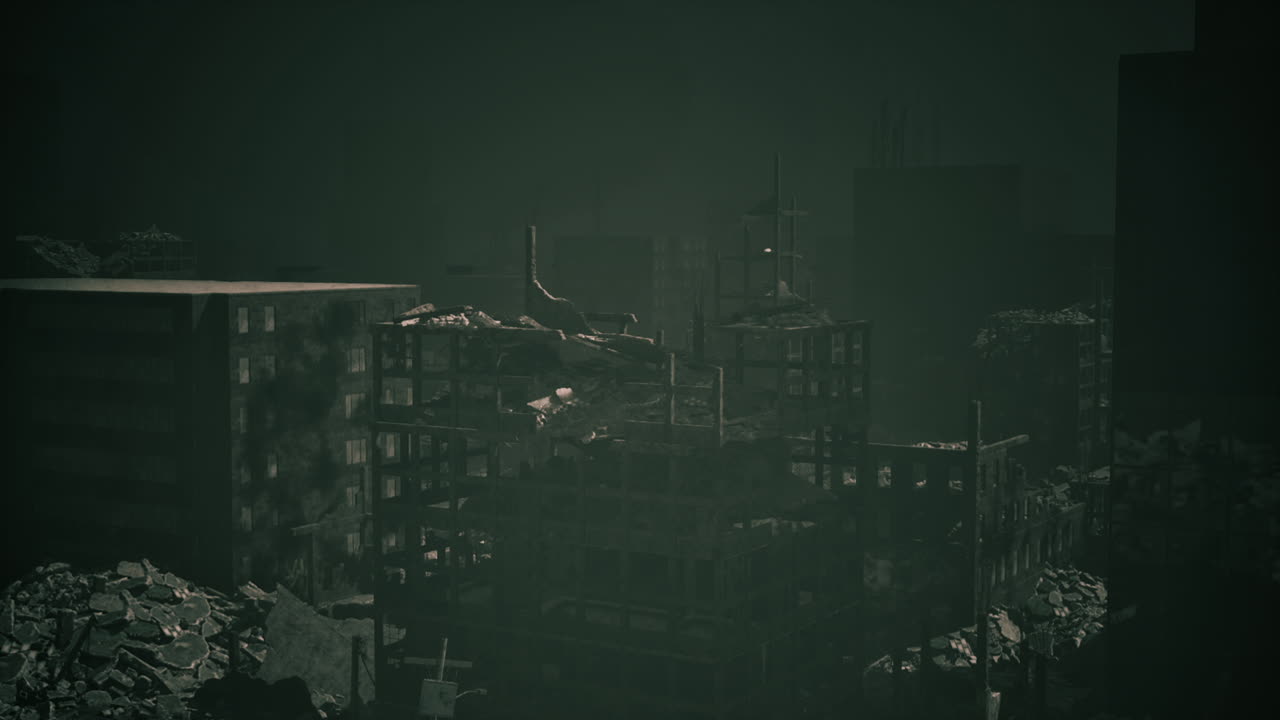 Desolate urban landscape showcasing the aftermath of destruction and neglect