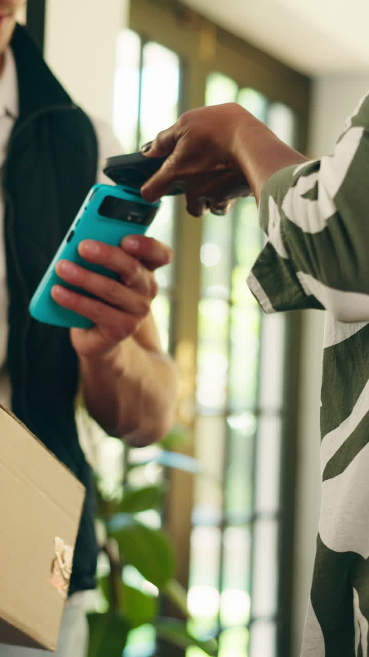 Customer Receives Package with Contactless Phone Scan