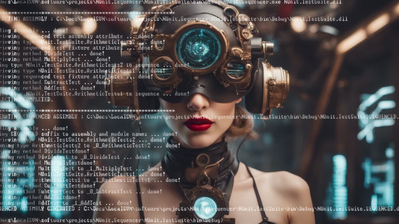 technology female with Vr headset in made with AI