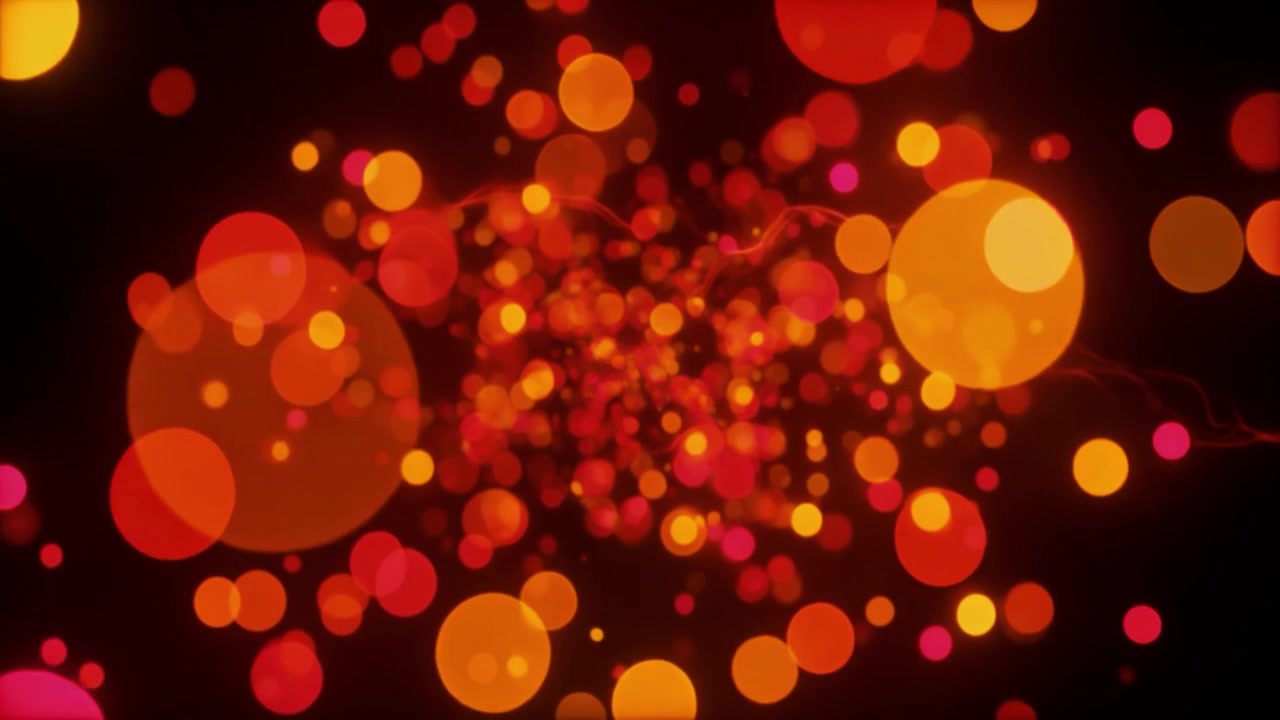 Fundo Abstrato em Movimento com Partículas Bokeh Brilhantes Vermelhas e Laranjas