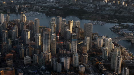 downtown vancouver, aerial view of granville bridge