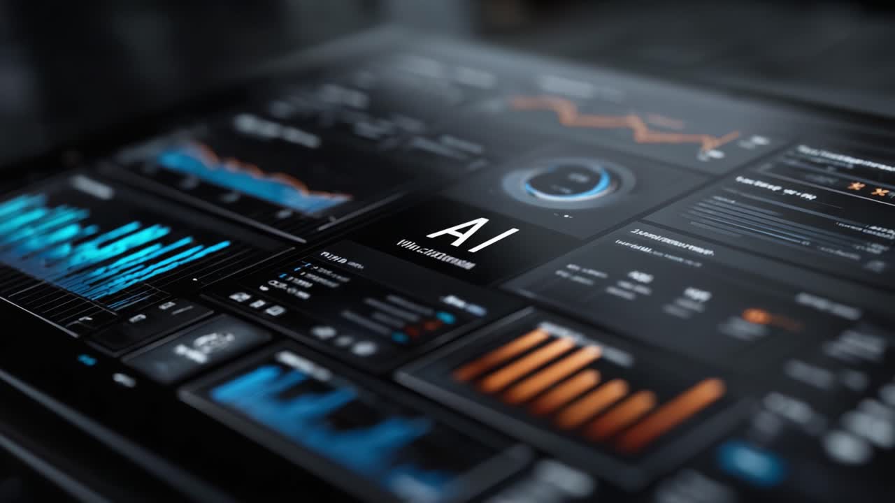 Advanced AI Analytics Dashboard Featuring Trend Metrics, Interactive Graphs, and Real-Time Data Visualizations for Insightful Decision-Making Processes