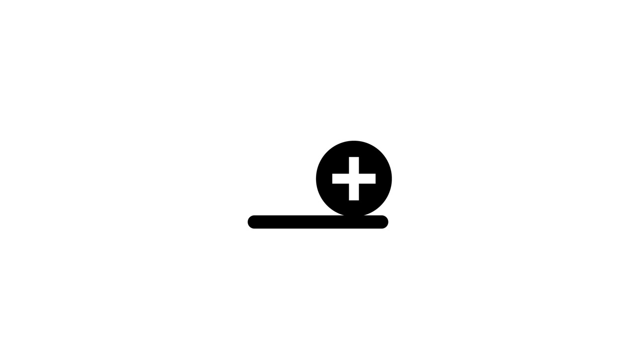 Minimalist icon showing a circle with plus sign animation isolated on white background