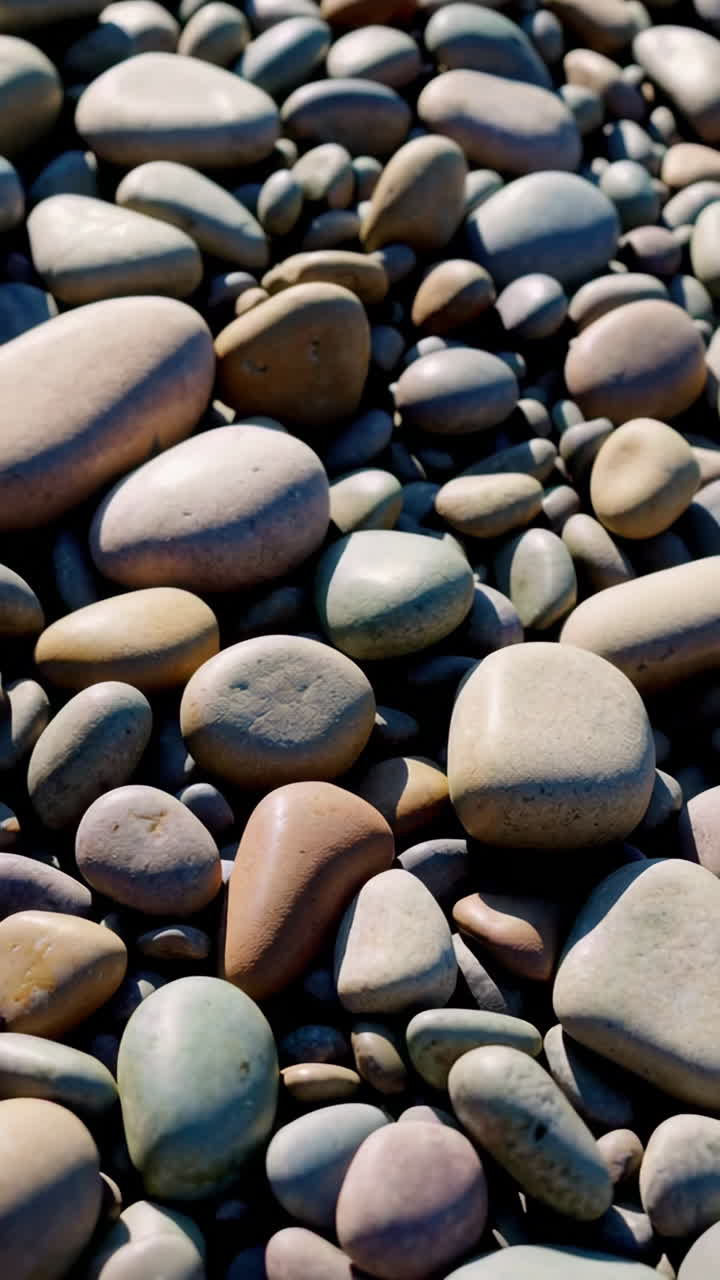 Close-up view of colorful pebbles on the beach