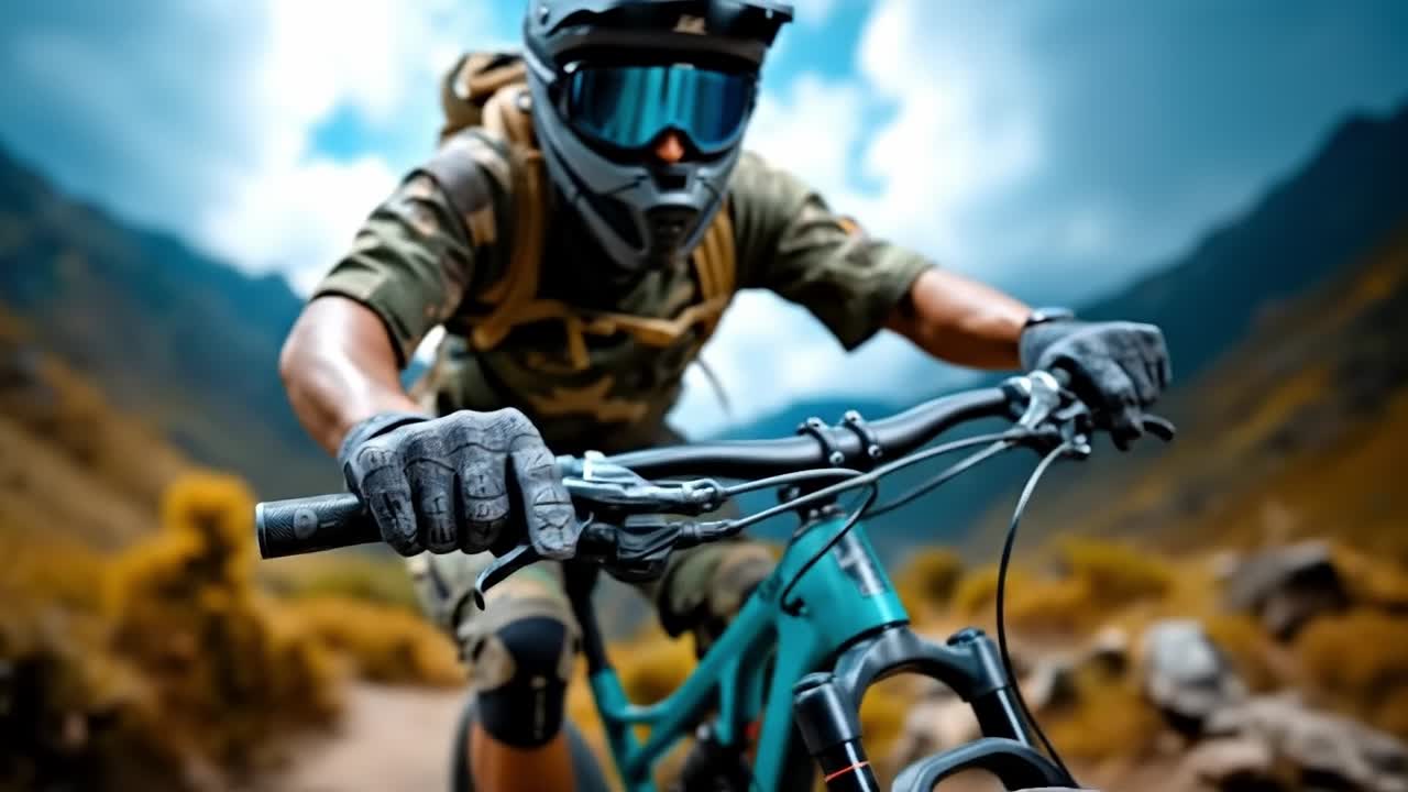 un hombre montando una bicicleta de montaña en un camino de tierra