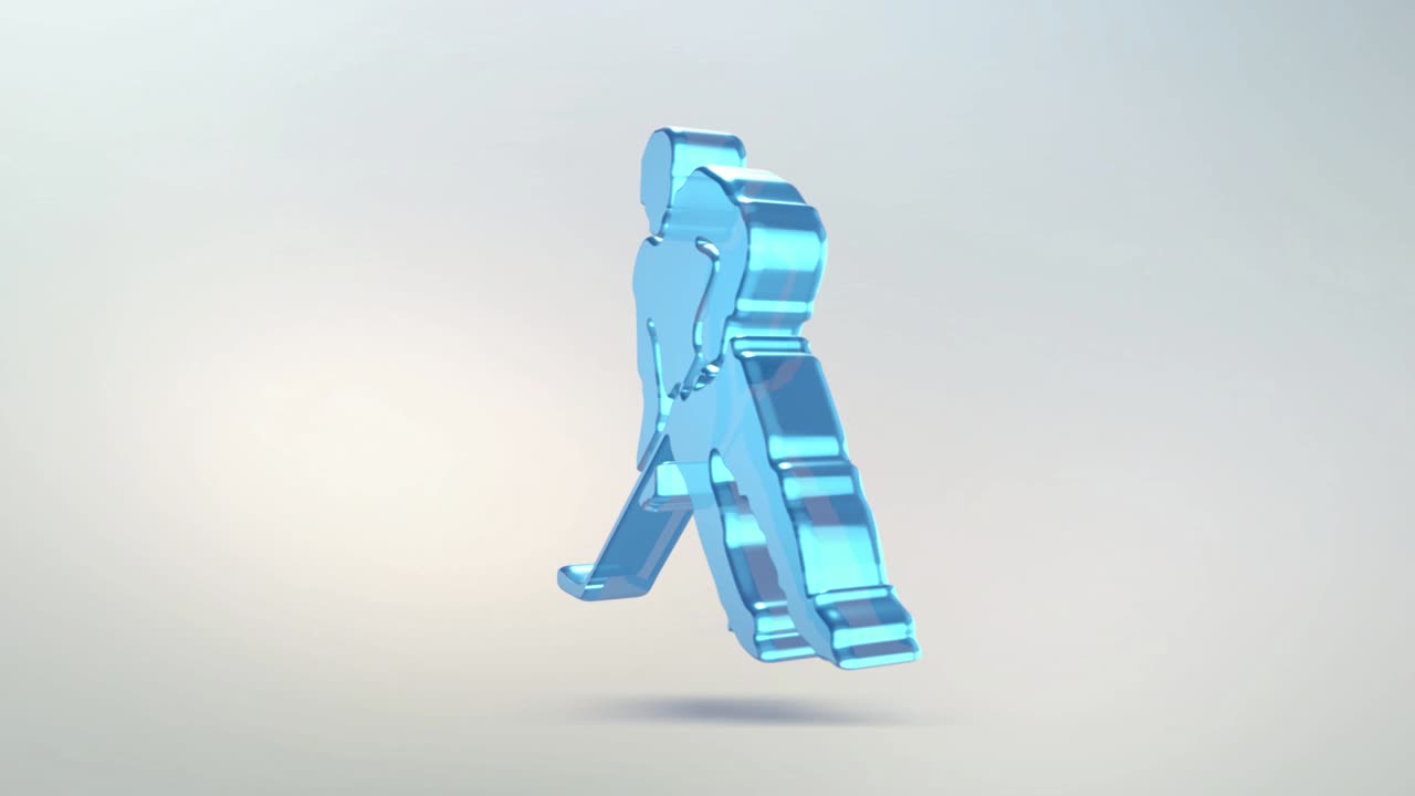 el icono de hockey está hecho de vidrio. icono de hockey giratorio transparente con canal alfa de color azul verde. símbolo de bucle sin costuras figura 3d