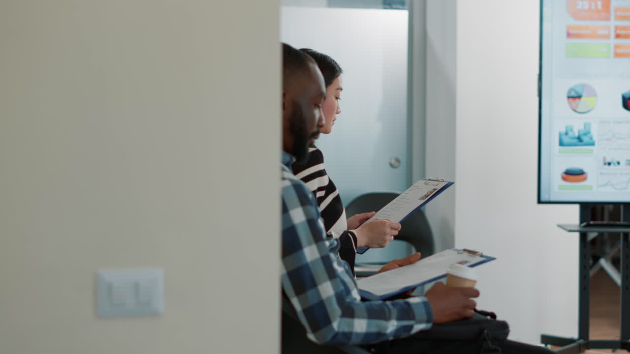HR worker inviting female applicant to attend job interview