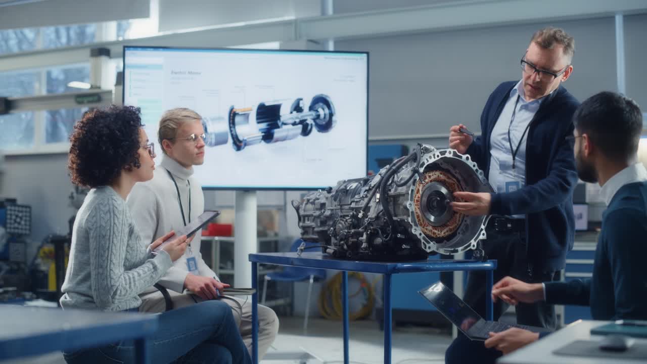 Chief Engineer Talks How Engine Works to Young Diverse Specialists with ...
