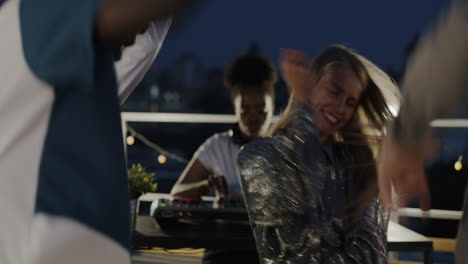 rooftop party at night