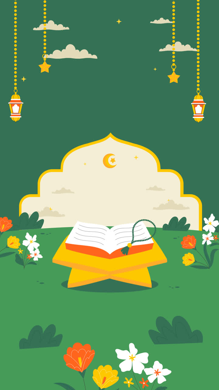 gráfico de movimiento de fondo plano para la celebración islámica del ramadán