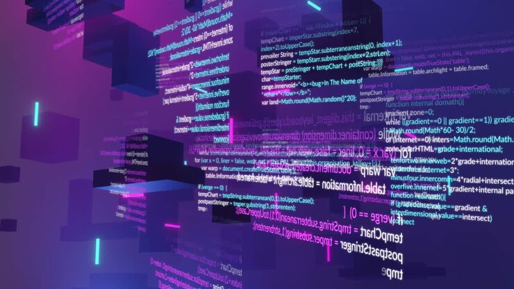 Animation of data processing over shapes moving
