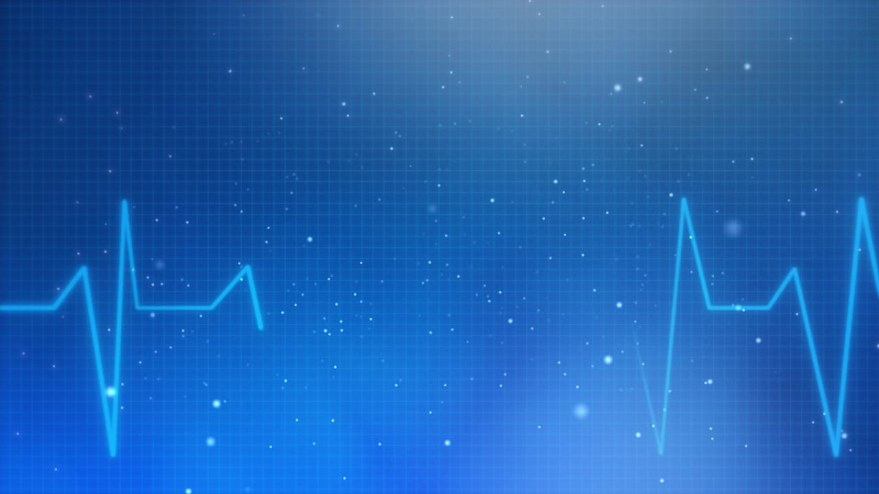 Abstract heartbeat line cardiogram blue heart pulse beat monitor with signal loop ekg