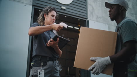 logistics operations: warehouse workers managing package delivery