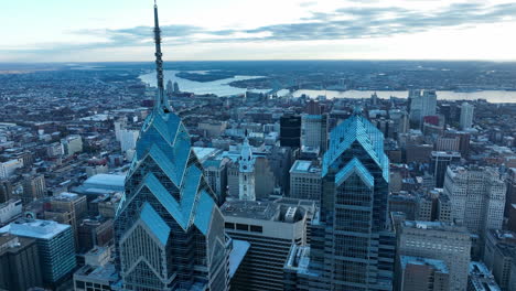 dramatic cityscape during blue hour