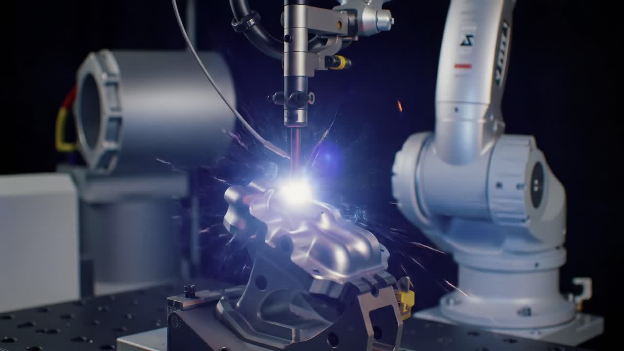 Advanced Welding Technology Showcasing Automated Robotic Arm in Action with Sparks and Precision Engineering for Metal Fabrication Techniques
