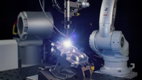 advanced welding technology showcasing automated robotic arm in action with sparks and precision engineering for metal fabrication techniques