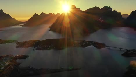 evening sunset lofoten islands norway. reine lofoten is an archipelago in the county of nordland, norway.