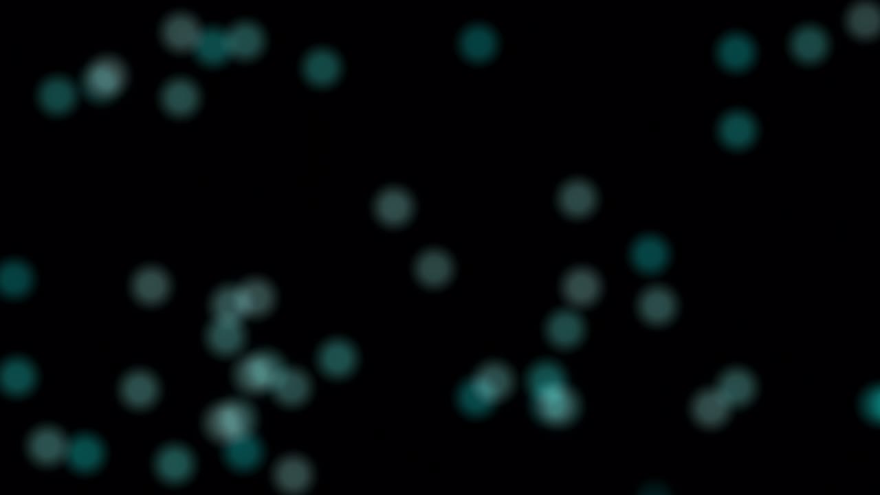 Motion graphics of blurred blue  bubbles bokeh particles on black background. 4K 3D rendering seamless loop animation. Abstract rising air bubbles sparkle underwater or ocean. Flowing design for presentations VJ loops.