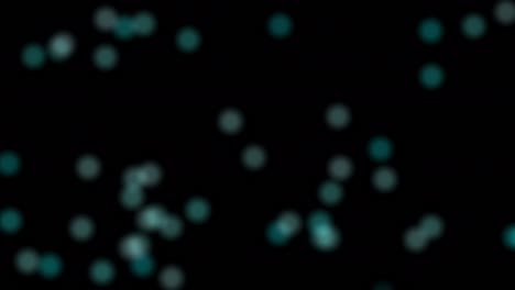 gráficos de movimiento de burbujas azules borrosas partículas bokeh en fondo negro. animación de bucle sin costuras de renderización 4k 3d. burbujas de aire abstractas que se elevan brillan bajo el agua o el océano. diseño fluido para presentaciones vj bucles.